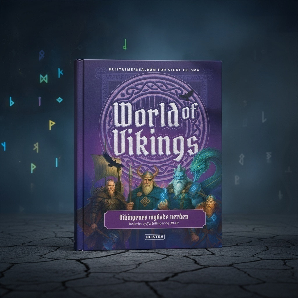 World of Vikings™ klistremerkealbum vist i 3D — 116 sider med norrøn mytologi